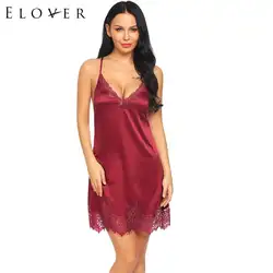 Elover плюс Размеры Эротическое белье кружева сексуальные ночное женское белье Для женщин атласная спинки ночная рубашка сорочка пижамы