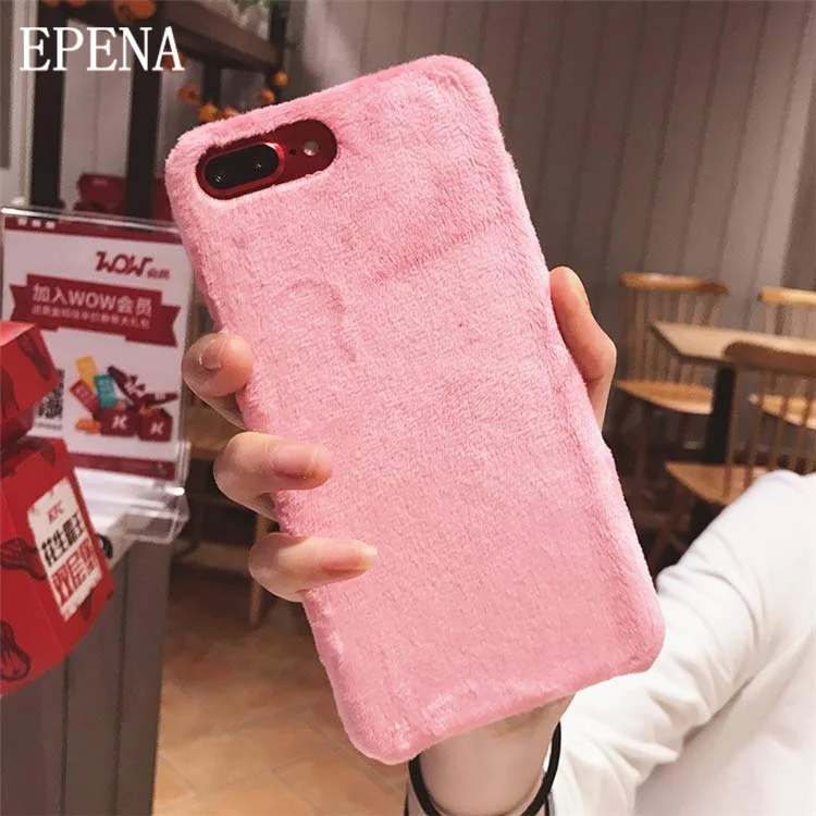 Роскошный чехол для телефона EPENA с ворсом Apple iPhone X XR XS Max гладкие плюшевые чехлы 8 7