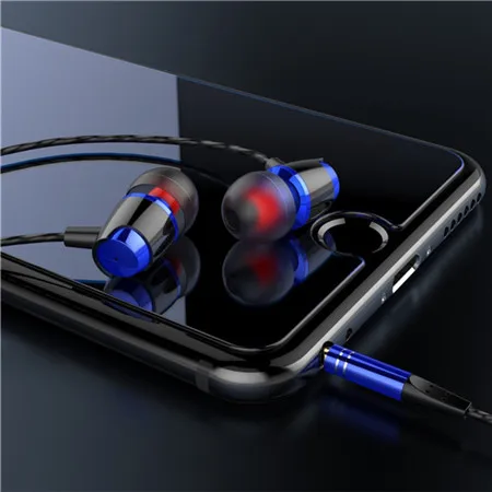 Бас наушники 9D металлические наушники-вкладыши Проводная гарнитура Hifi наушники для samsung huawei Xiaomi телефон наушники fone de ouvido MP3 - Цвет: Blue