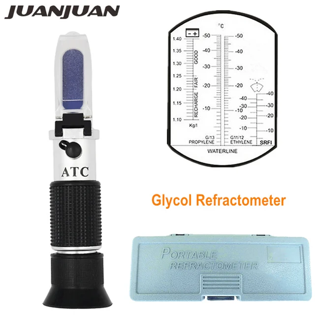 Handheld Refractometer 50C 0C freezing glycol electrolyte specific