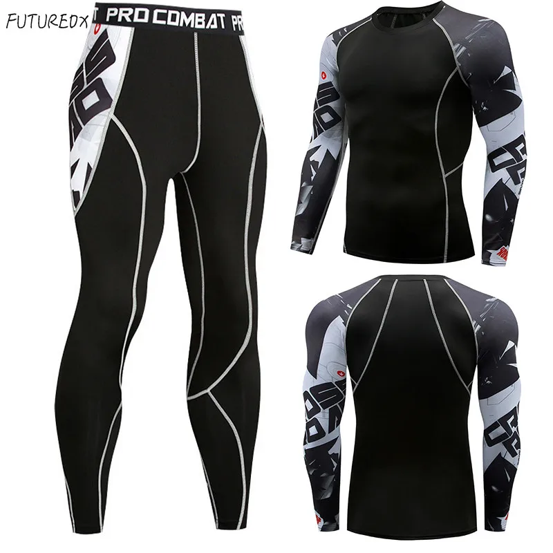 

Fitness Mens 3D Prints Long Sleeves T-shirt Thermal Muscle Base Layer Rushguard Compression Shirts MMA Male Top Fix Gear