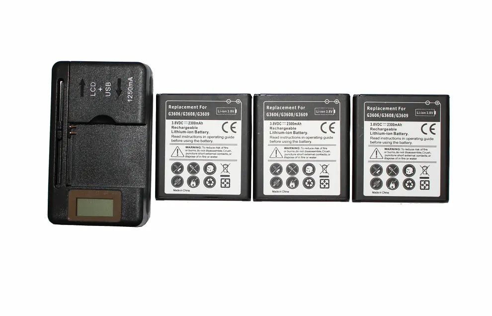 Ciszean 3pcs 2300mAh EB BG360CBC Replacement Battery + LCD