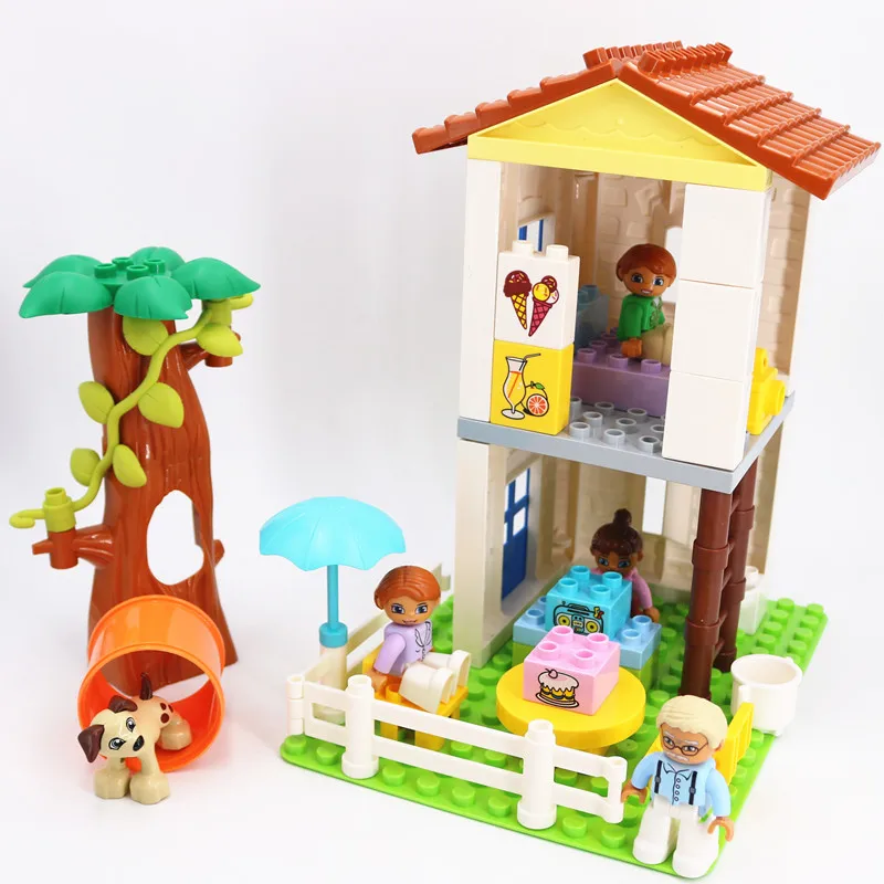 Duploe اكسسوارات الثاني الطابق منزل الأثاث اللعب كتل بناء DIY الإبداعية الطوب ألعاب الأطفال للأطفال Legoingly Duploe