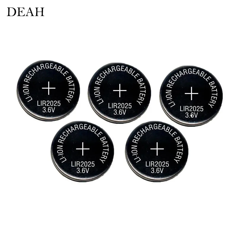

5PCS 3.6V 30mAh LIR2025 LIR 2025 lithium rechargeable battery for remote control watch computer motherboard button cell CR2025