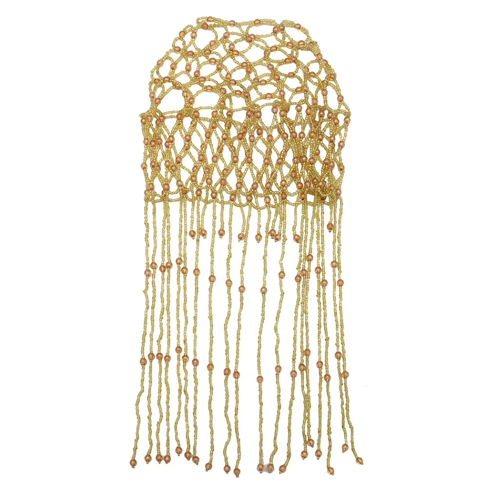 

Women Tribal Exotic Hat Elastic Bead Cap Tassel Belly Dance Hair Accessory Ornament Pink Colorful Headbands Ethnic Boho Jewelry