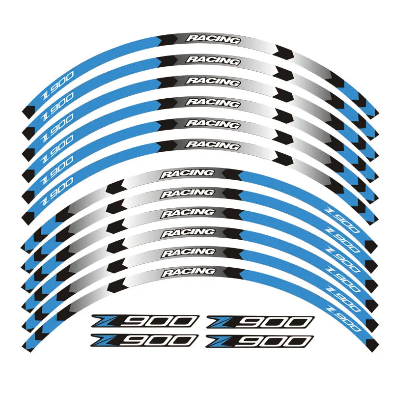 Горячая 9 цветов мотоциклетные Светоотражающие 17 дюймов обод колеса полоса Наклейка Передняя Задняя наклейка полный набор для Kawasaki Z900