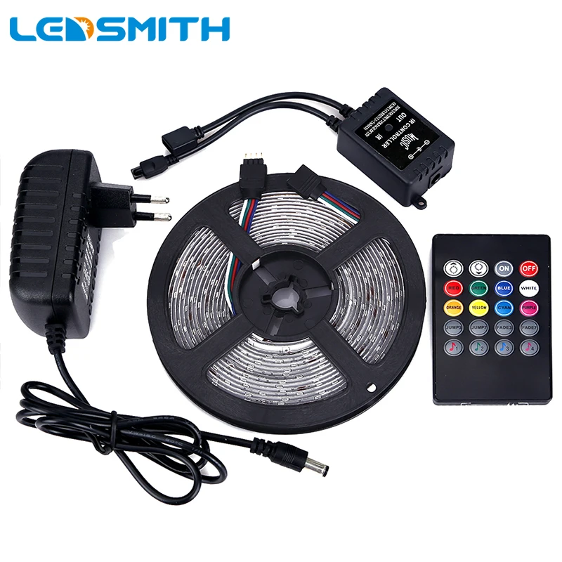 

Waterproof RGB LED Strip 3528 300leds 5M SMD Music Remote Controller 12V 2A Power Adapter Flexible LED Light Ledstrip