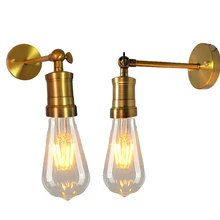 Американский кованого железа в индустриальном стиле E27 настенный светильник для спальни интерьер ночники золото Бронзовый настенный светильник прохода лампы лампа-палочка