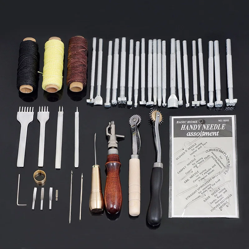 Брендовый инструмент для рукоделия, ручной набор для шитья, инструменты для шитья, шило, край для кожевенного ремесла, вощеная нить для любителей кожи - Цвет: Set PG24A06