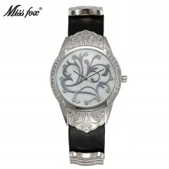 MISSFOX золотые часы Женское платье цветок Артикул Montre Homme Marque De Роскошная нержавеющая сталь задняя Водонепроницаемость Relogio Feminino - Цвет: 19955