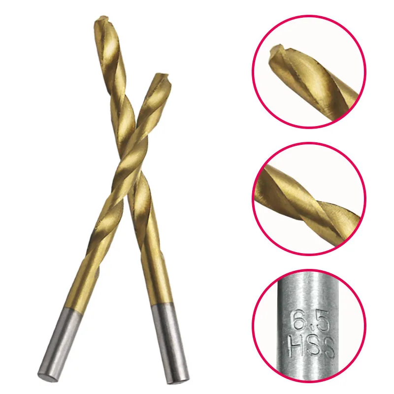 13pcs/lot HSS High Speed Steel Titanium Coated Drill Bit Set 1/4  Shank 1.5-6.5mm