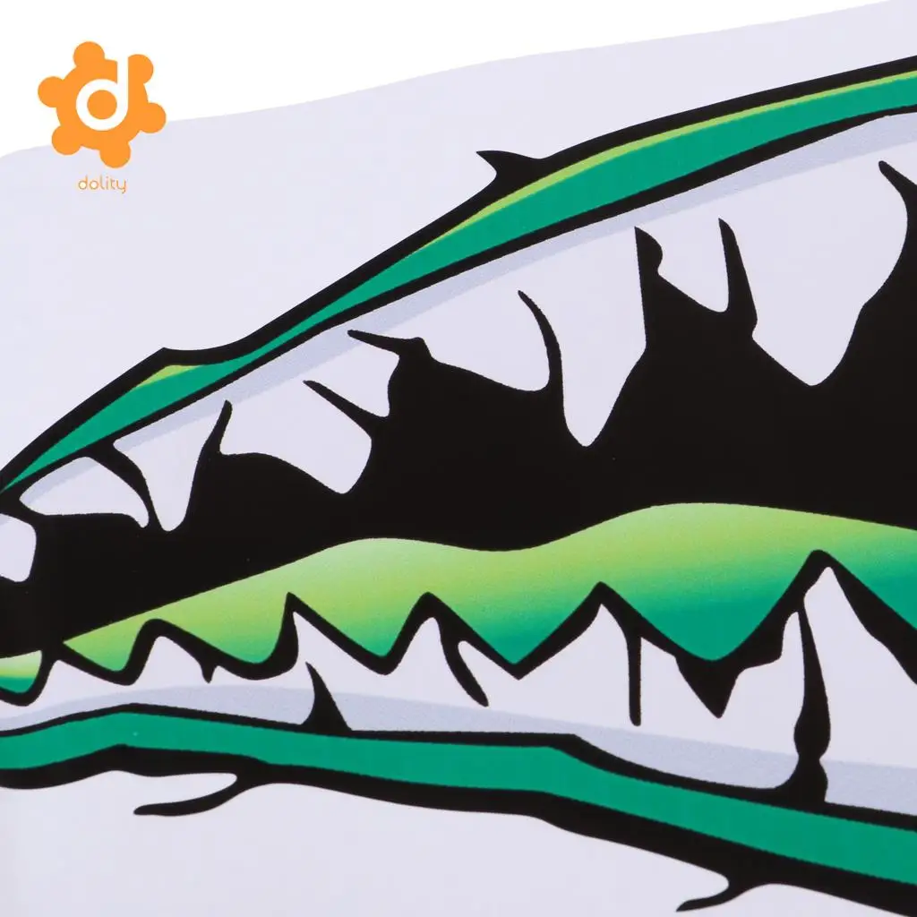2 Pieces Large 3D Shark Teeth Mouth Eye Decals Sticker Kayak Fishing Boat Dinghy Car Bumper Graphics Accessories - Choose Colors