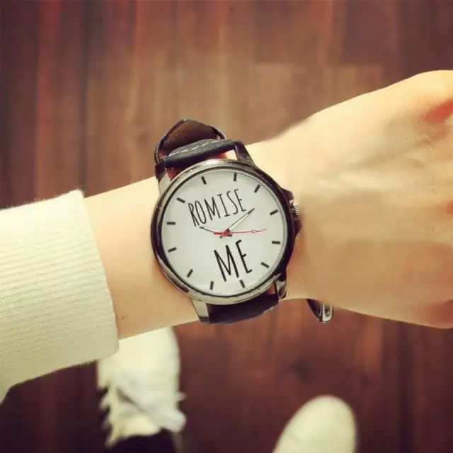 couple watch pair men and women promiss me letter stainless steel leather band c couple watch pair men and women promiss me letter stainless steel leather band c