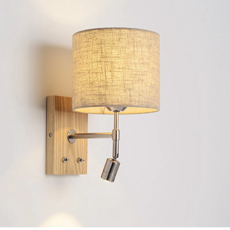  LukLoy Nordic Wooden LED Bed Wall Lamp Reading LED Wall Light Bedroom Living Room Aisle Balcony Sim - 32914665707