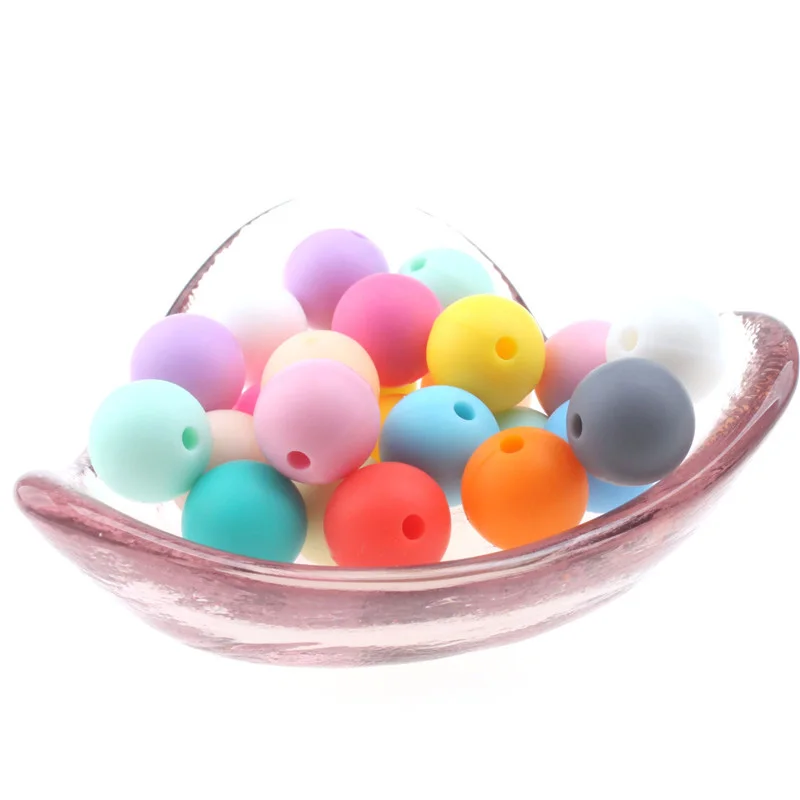 

15mm 20pcs Silicone Loose Round Beads Chewable Baby Teething Necklace Pendant Accessories Bpa Free Silicone Teether Nursing Gift