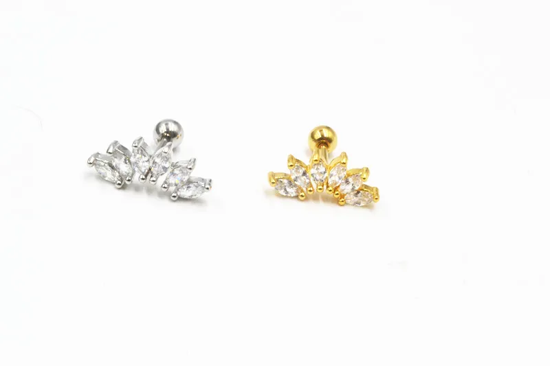Lot10pcs Body Jewelry- Shine CZ Gems Ear Studs/Earring Helix Bar Upper Earring Body Piercing Diath Cartilage Earring 16g New