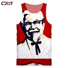 Cjlm Singlets хип-хоп новая мода Забавный KFC Дизайн 3D принт Повседневное майка Crewneck рукавов жилет Для мужчин летние топы