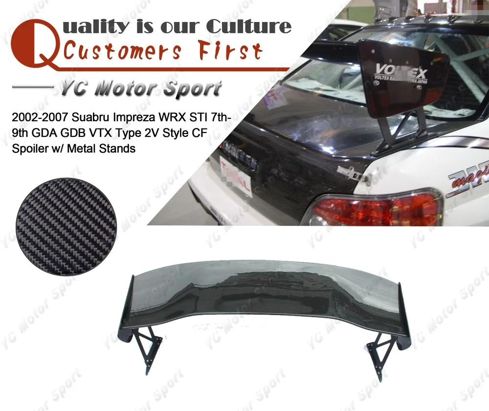 Car Accessories Carbon Fiber VTX Type 2V Style Rear Spoiler w/ Metal