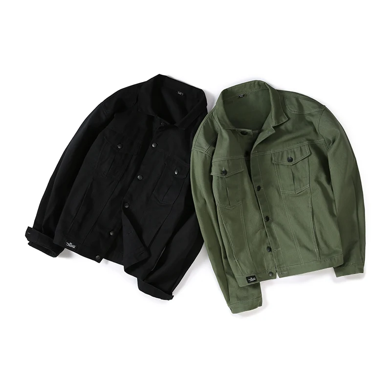 Plus Size 5XL 6XL 7XL Spring Men's Casual Tooling Denim Jacket Fashion 100% Cotton Wild Army Green Coat Brand Clothing | Мужская
