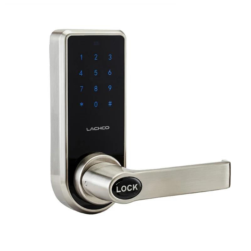 L&S SL16-073S-4 Digital Code Door Lock Keypad Touch Screen Card Intelligent Smart Lock Mechanical Key Keyless Black and Silver