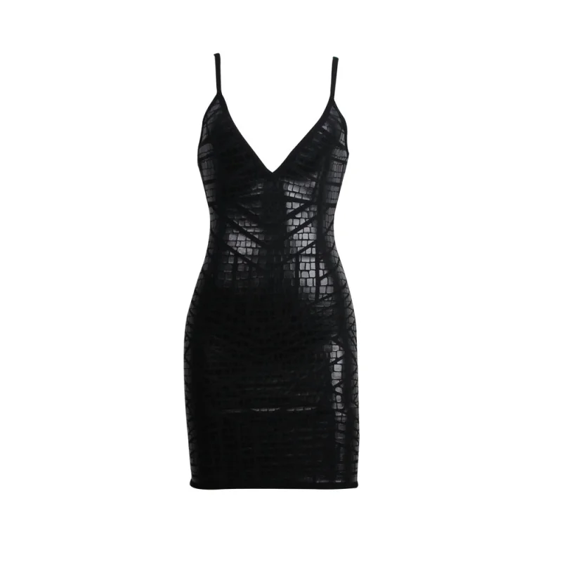 

DEIVE TEGER Sleeveless Party V-neck Pencil Bodycon Dress Mini Bandage Dress Women HL1761