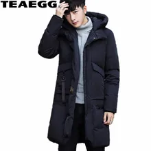 TEAEGG Длинная зимняя куртка мужская с хлопковой подкладкой армейский зеленый мужская зимняя куртка s Blouson Hiver Homme верхняя одежда парка Mujer AL329
