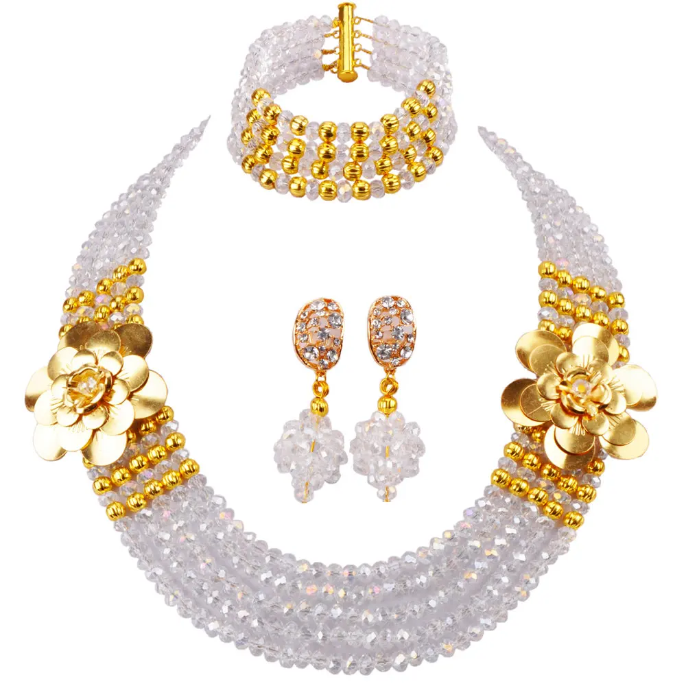 Transparent Clear AB African Beads Jewelry Set Crystal Nigerian Wedding Party Sets 5LDH15 | Украшения и аксессуары
