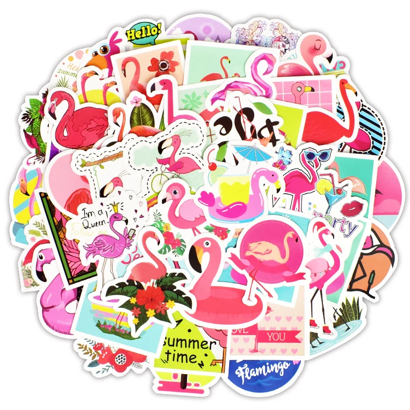 

50pcs Flamingo cartoon pink girl laptop sticker for MacBook/HP/xiaomi Vinyl laptop stickers for 12 13 14 15.4 17