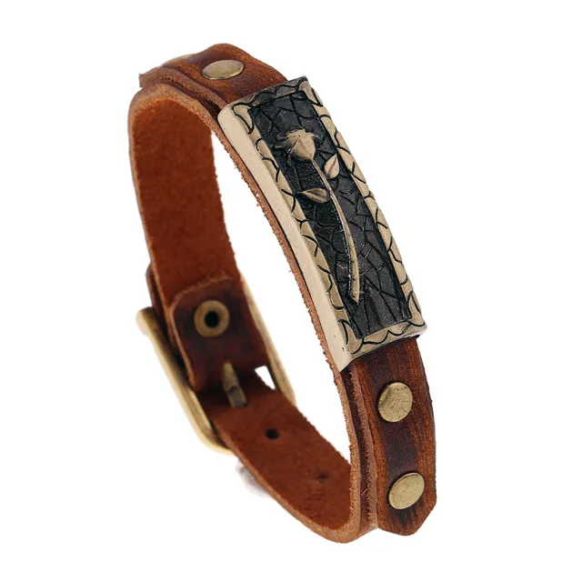 Er Vintage Genuine Leather Bracelet Women Wrist Band Brown Er Vintage Genuine Leather Bracelet Women Wrist Band Brown Braclet Tulip Jewelry Pulseira