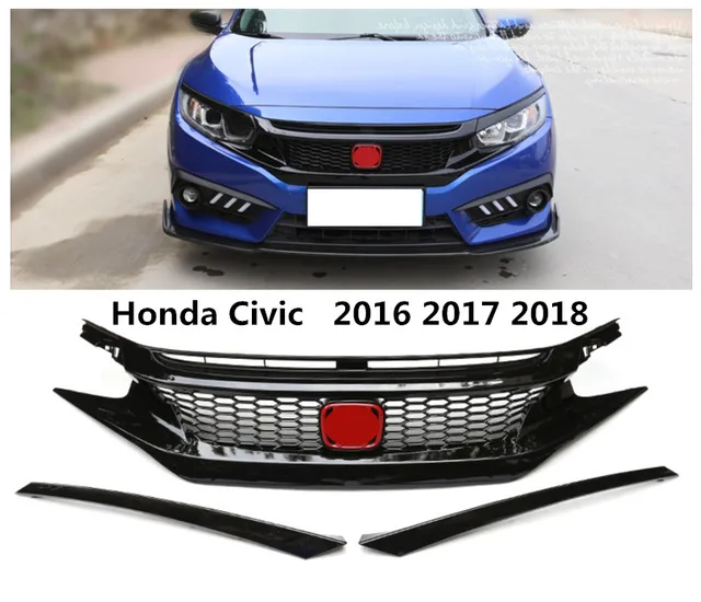Cheap Front Grille Racing Grills For Honda Civic 2016 2017 2018 High Quality GTR Style Auto Accessories Cheap Front Grille Racing Grills For Honda Civic 2016 2017 2018 High Quality GTR Style Auto Accessories