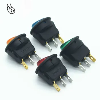

100pcs/bag Red Blue Green Yellow Light ON-OFF SPST Round Rocker Switch 6A/250V 10A/125V AC