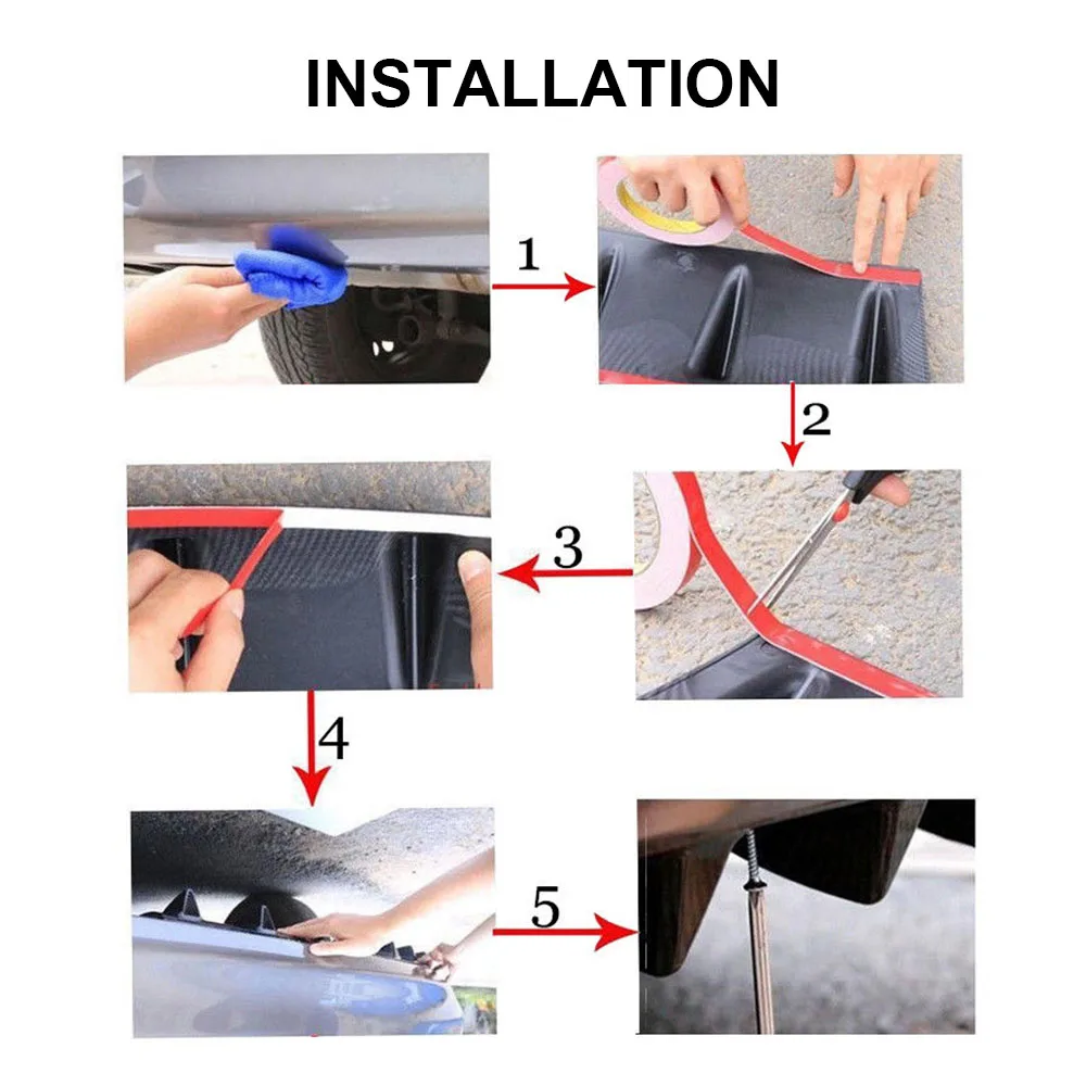 Universal Car Rear Bumper Lip Diffuser 7 Fin Shark Fin Style Car Back Bumper Spoiler Lip Splitter Car-Styling ABS Plastic Top