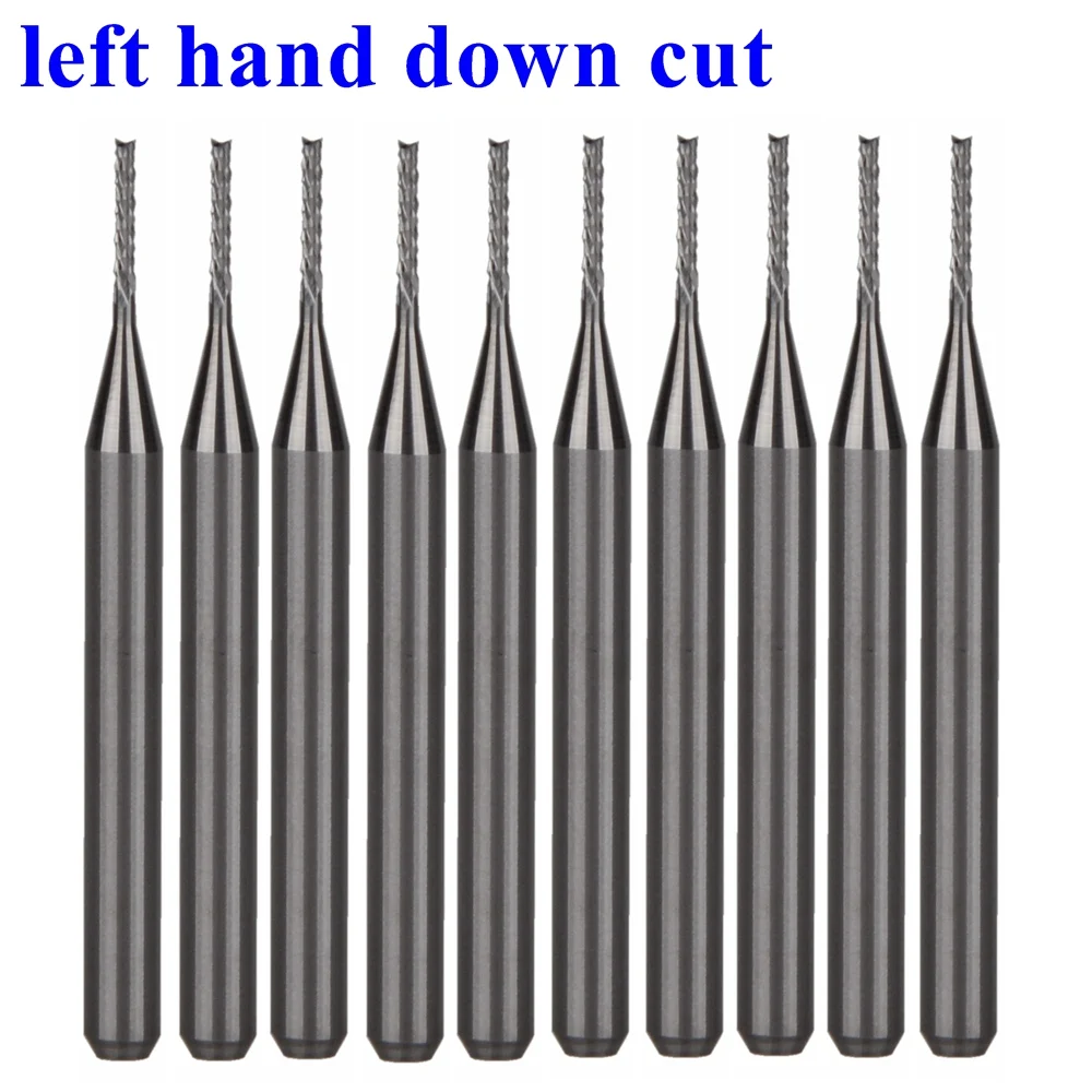 

10Pcs 3.175x0.8x5.5mm left hand down cut Corn Teeth Bit PCB Mill Cutter End Mill