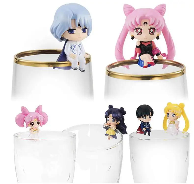 Ceny 6 sztuk zestaw sailor moon Tsukino Usagi Venus Mercury cup figurka kolekcja zabawek pcv anime model z kreskówki zabawki kolekcjonerskie