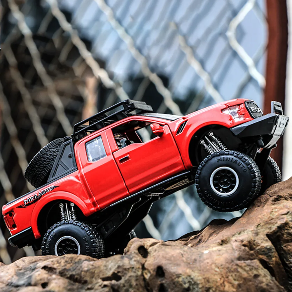 Мини-пикап Toy1: 32 модель пикапа игрушечный автомобиль для Ford F150 Raptor звук и свет и раздвижной автомобиль