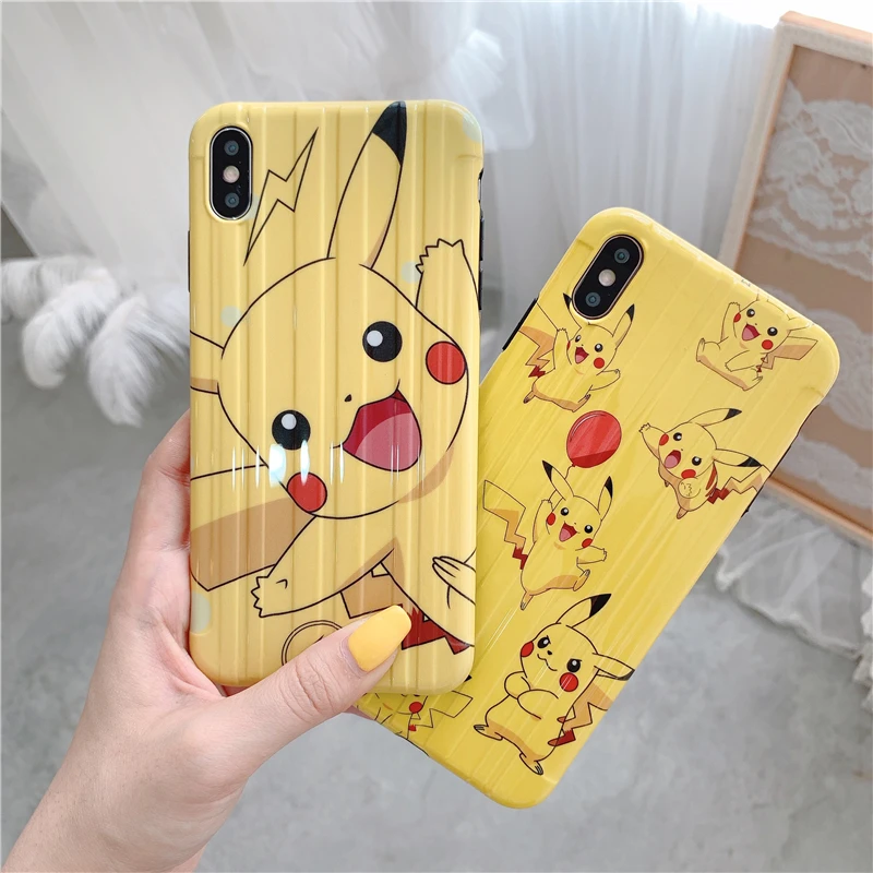 

Japanese anime Pokemons super Cute Cover case For iPhone X XR XS Max 6 6S 7 8 Plus Cartoon Luggage Soft silicon Coque