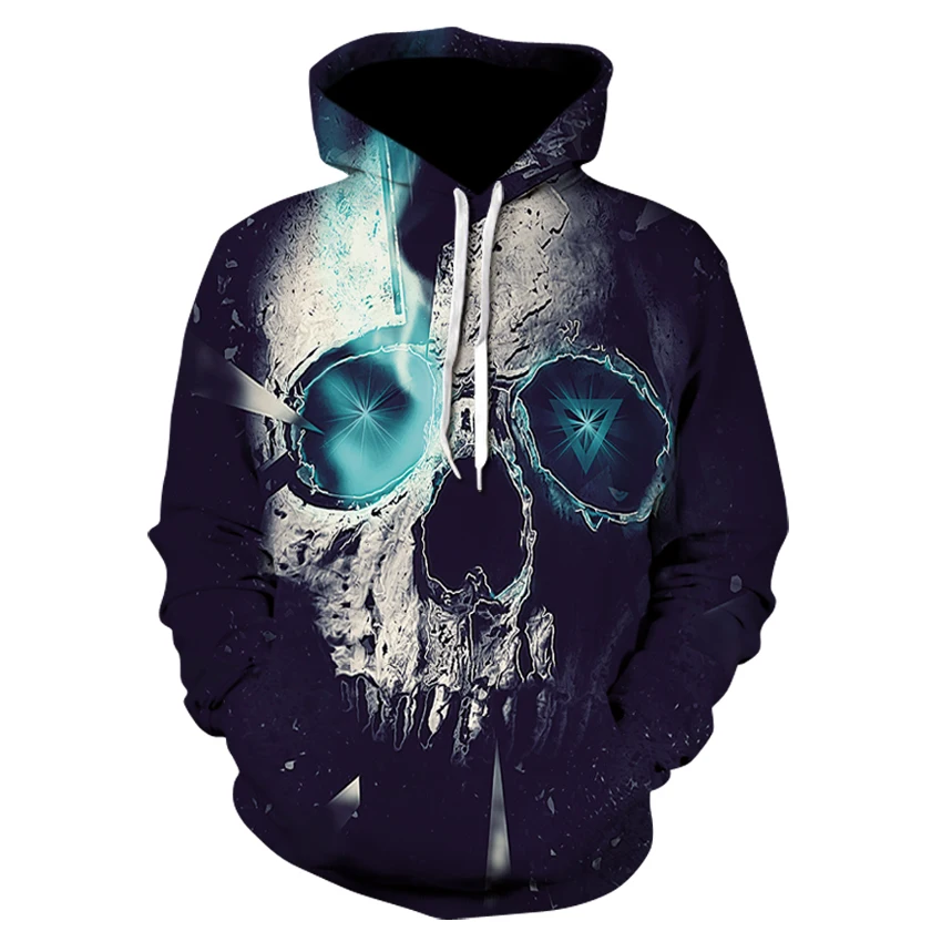 Blue Skull Men 3D Hoodie Groot Hoody Print Tracksuit Casual Sweatshirt Long Sleeve Coat Streatwear Pullover DropShip Devin Du