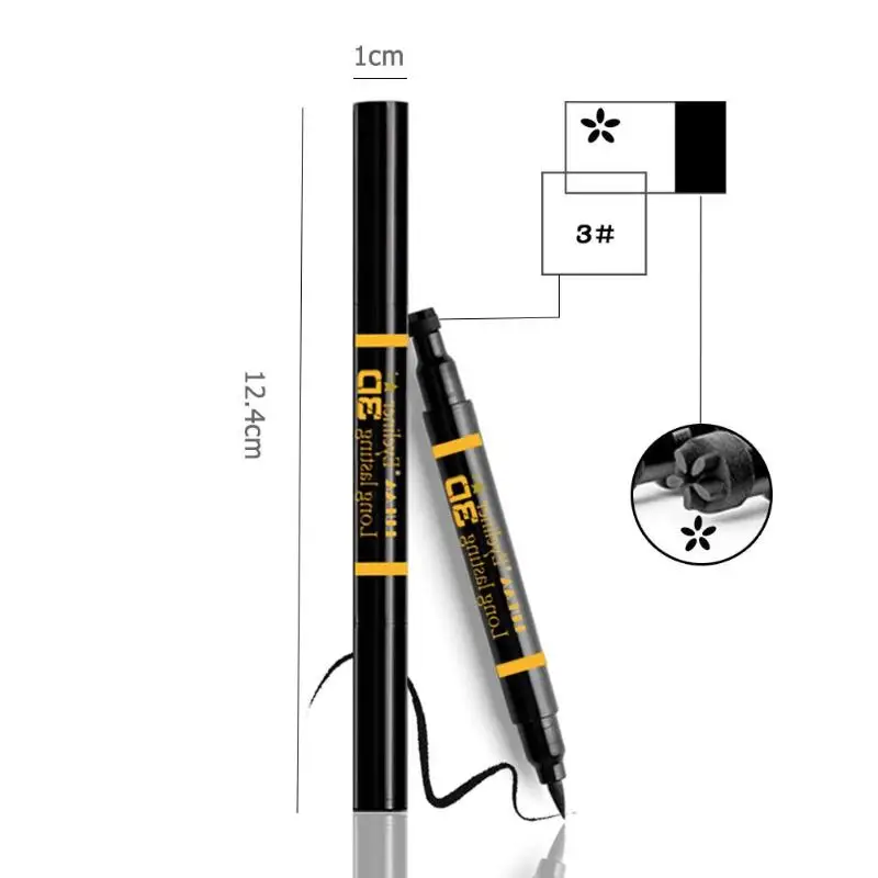 Водостойкая Подводка для глаз с двойной головкой, ручка для нанесения татуировки, штамповка, карандаш для подводки, цветок/сердце/звезда, подводка для глаз, инструменты для макияжа