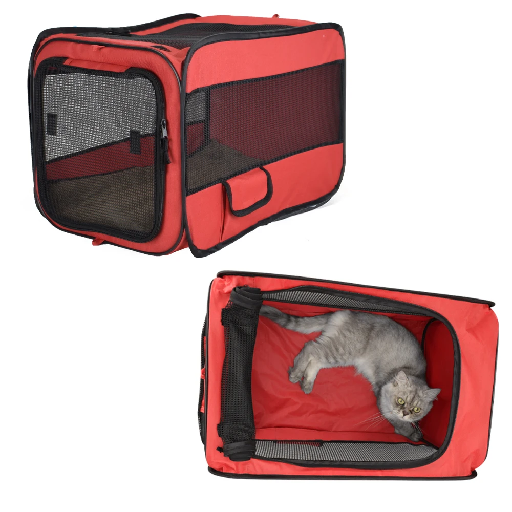 

Pet Handbag Carrier Car Seat for Pet Soft-Sided Oxford Cloth Two Side Expansion Foldable Large Space for Cats Dogs Travel Kennel