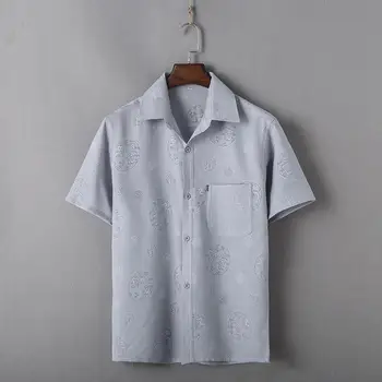 

Pocket Front Mens Shirts Casual Slim Fit Vintage Streetwear Light Weight Linen Summer Male Shirt Short Sleeve Hemp Blouse XXXL