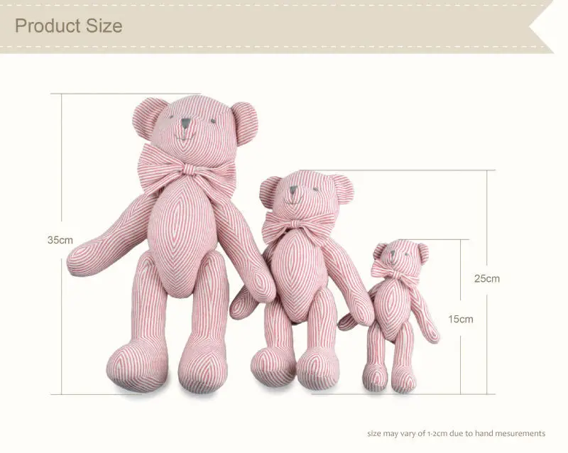 Роскошные 15 см Высокое качество полосатый узор дизайн ручной работы плюшевый медведь игрушки