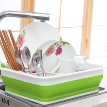 Folding Drain Bowl Rack Dish Rack Cutlery Storage Box Collapsible Dish Drainer Cutlery Stand Cup Holder Kitchen Tool Accessories