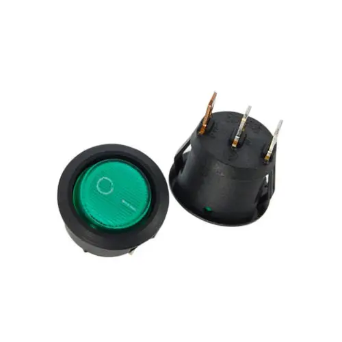 

5Pcs Mini 3 Pin Round Green SPDT ON-OFF Rocker Switch Snap-in T6