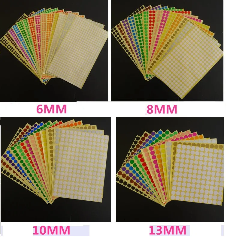 

15pcs Packing DIY Stickers Colorful Writing Round Sticker Dot Blank Self-adhesive Circle Paper Tag 8mm/10mm/13mm/16mm/19mm/25mm