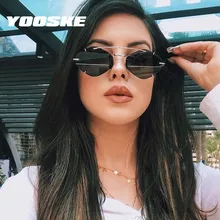 YOOSKE солнцезащитные очки без оправы для женщин и мужчин люксовый бренд сплав бескаркасные многоугольные солнцезащитные очки оттенки дамы стимпанк UV400