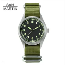 San Martin, модные женские и мужские часы-пилот, нержавеющая сталь, 200 м, водонепроницаемые кварцевые мужские наручные часы, сапфировое стекло
