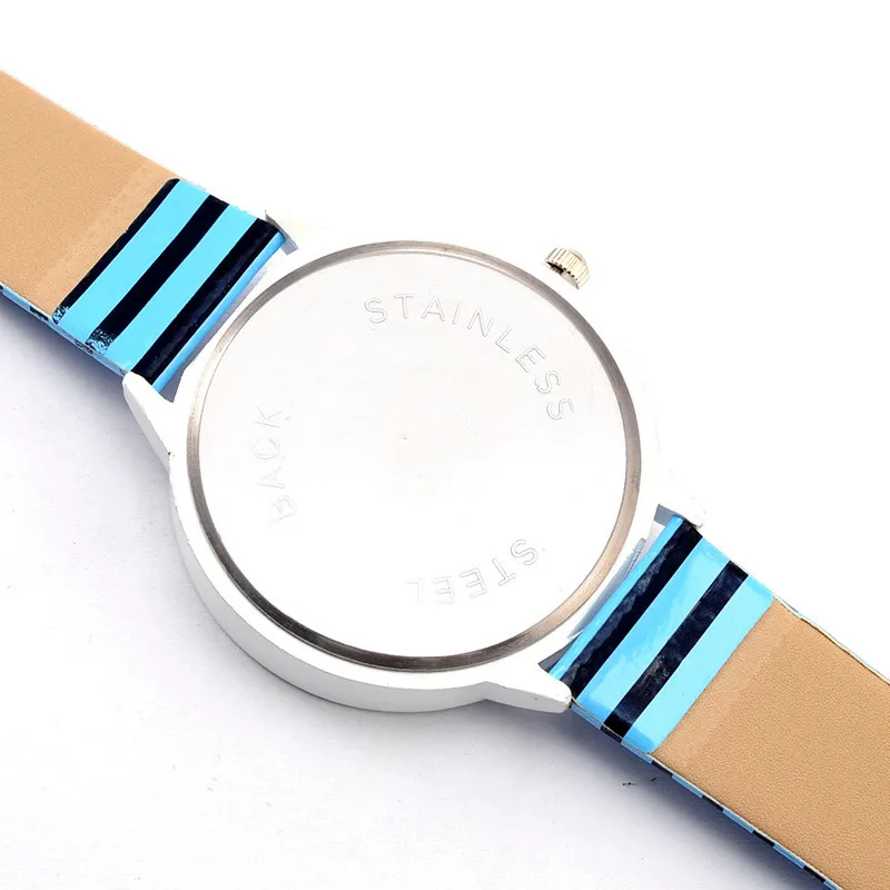 Топ бренд Womage простой дизайнер Зебра пересечение полоса коровья кожа наручные часы Девушка Дети Популярные кварцевые часы