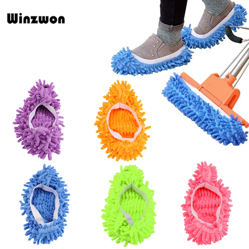 1Pcs Chenille Mop Socks Slipper Mop Lazy Shoes Dust Cover Mop Home