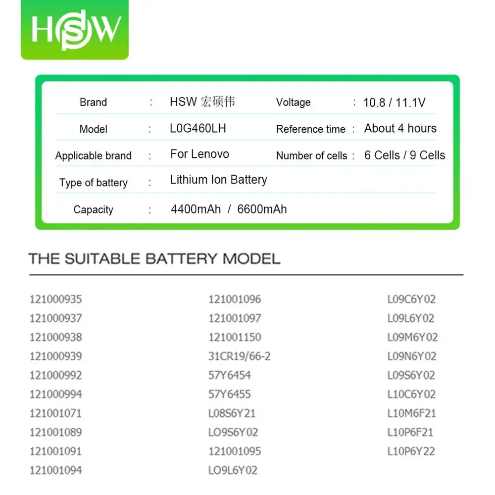 6600mAh 4400mAh Battery For Laptop Lenovo G560 G570 G470 Battery G460 G465 G475 G565 G575 G770 Z460 V360A E47G Z370 L10M6F21