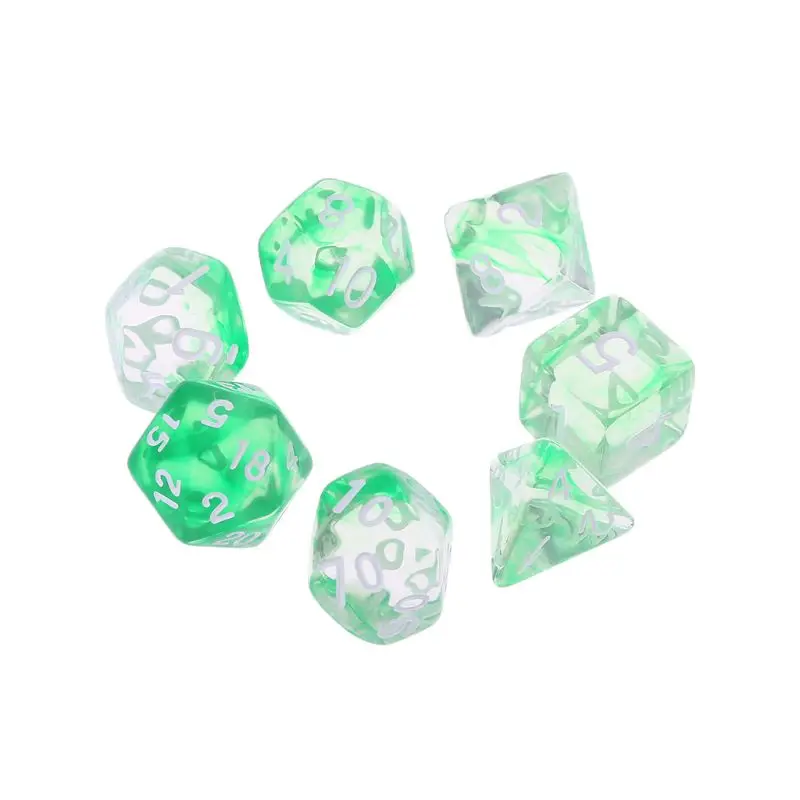 7 шт. прозрачный двусторонний набор D4 D6 D8 D10 D12 D20 Dungeons & Dragon D RPG Настольный для